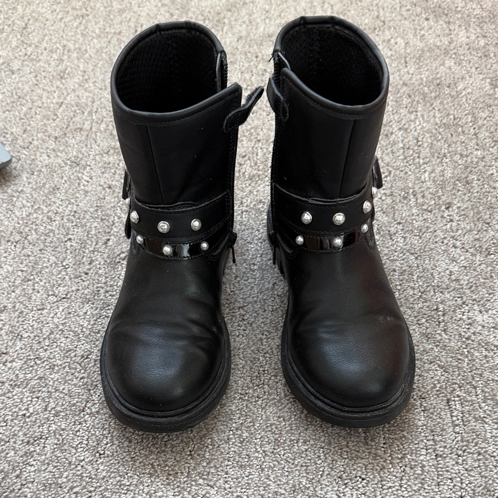 Geox Black Kids Boots with Silver Accents